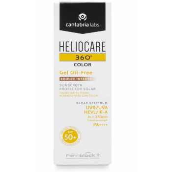 Heliocare 360º Color Gel Oil-Free SPF 50+ Textura Ligera Pieles Mixtas o Grasas, Acabado Mate y Tacto Seco, Bronze Intense, 50ml