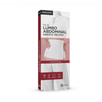 FARMALASTIC Faja Lumbo Abdominal Abierta Velcro Calor Local Talla G Blanco